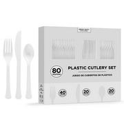 CLEAR Heavy-Duty Plastic Cutlery Set for 20 Guests, 80ct